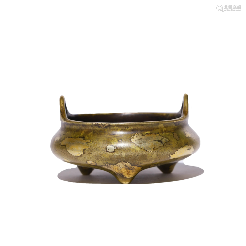 Chinese Gold-Splashed Bronze Censer