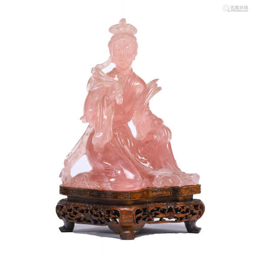 Pink Crystal Fairy & Wooden Stand