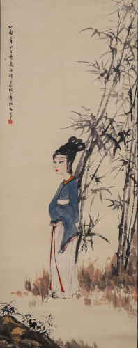 Chinese  Scroll Painting of Person Fu Bao Shi