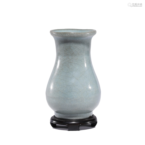 Chinese Porcelain Long Quan Vase & Stand
