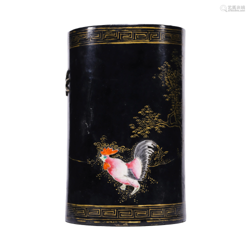 Lacquer Rooster Brush Pot