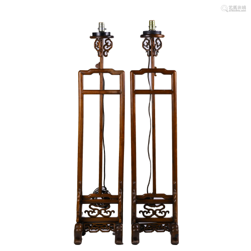 Pair of Chinese Huang HuLi Lamp Stands