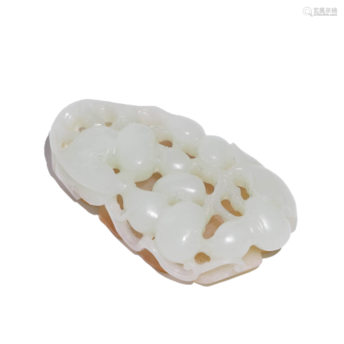 Chinese White Jade Double-Gourds Pendant