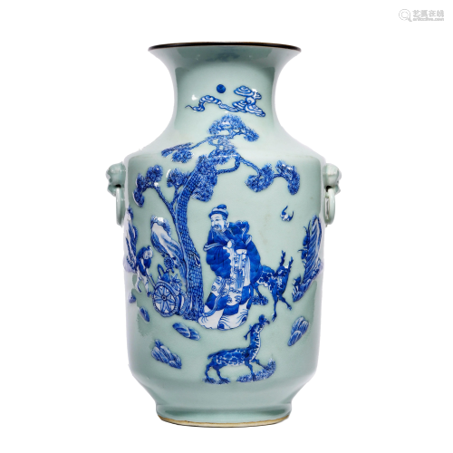Chinese Porcelain Celadon-Glazed Vase