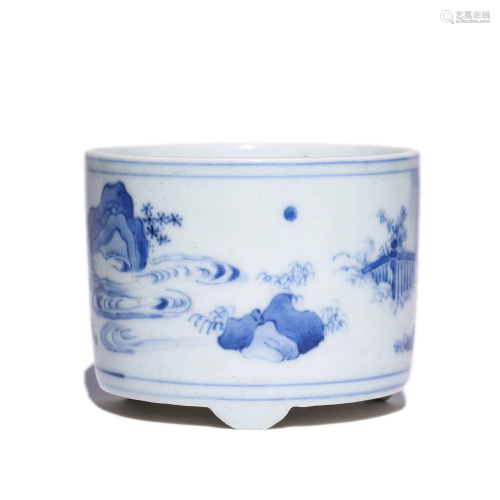 Chinese Porcelain Blue & White Figure Jar