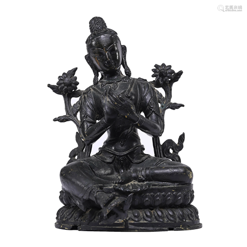 Chinese Bronze Green TarStatue