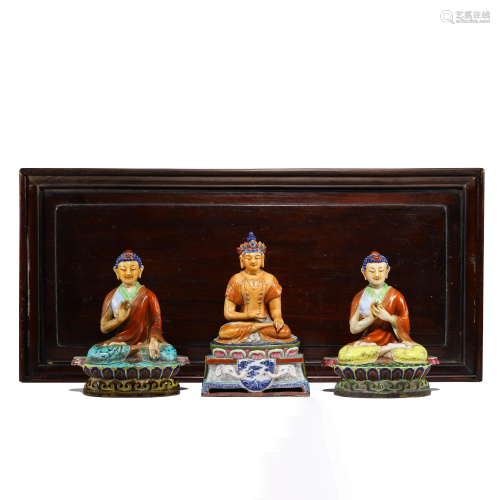 Set of Chinese Porcelain Famille-Rose Buddhas