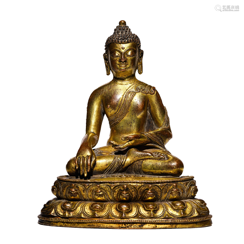 Chinese  Gilt-Bronze Sakyamuni Statue