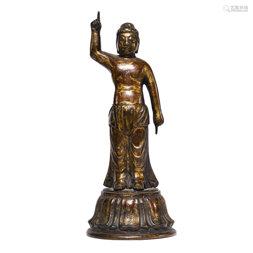 Chinese Gilt-Bronze Sakyamuni Statue