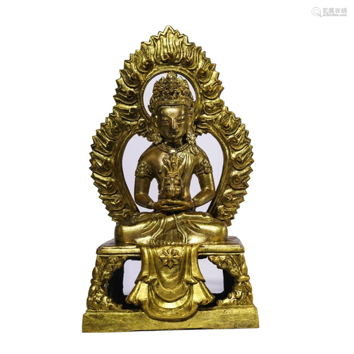 Chinese  Gilt-Bronze Amitayus Statue