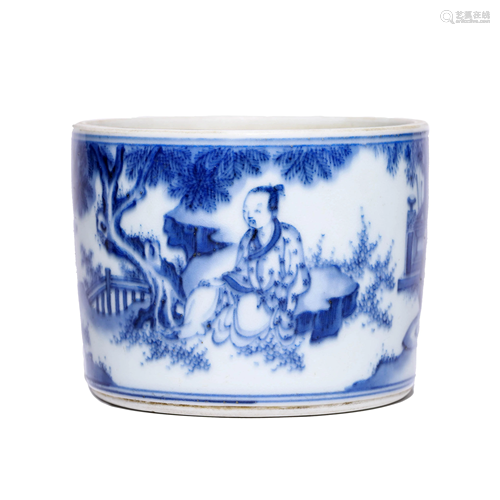 Chinese Porcelain Blue & White Mountain & River Jar