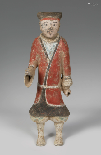 Warrior. China, Han Dynasty, 206 BC-220 AD Polychrome