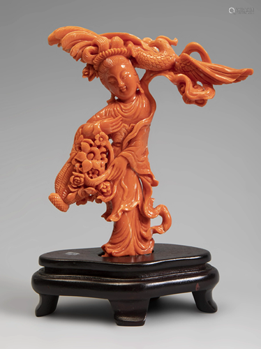 Goddess He Xiangu. China, 20th century. Coral.