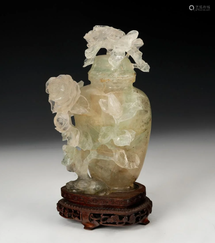 Potiche with flowers. China, 20th century. Hand-carved