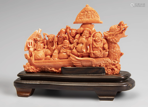 Boat with the seven wise men. China, 20th century.