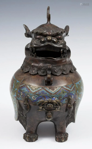 Censer. Japan, late s. XIX. Bronze and cloisonne