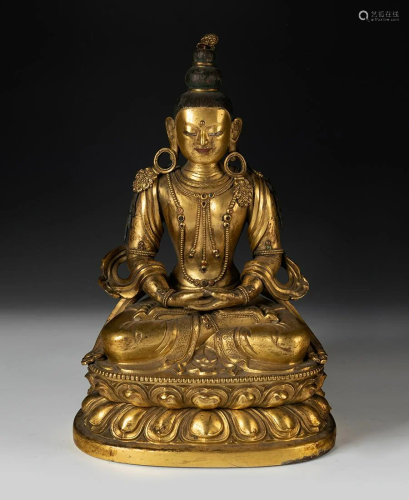 Amitayus Buddha. Tibet, 17th-18th century. Mercury