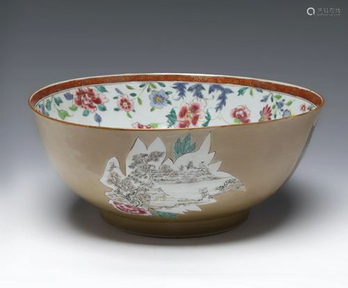 Familia Rosa bowl for the export market. China, 18th