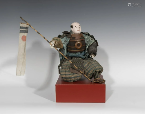 Samurai warrior figure; early 20th century. Wood,