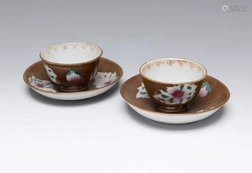 Pair of small bowls with plates from the Rosa Family.