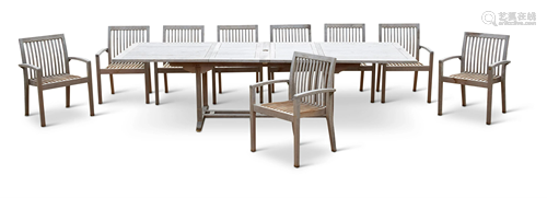 A SUITE OF HARDWOOD GARDEN FURNITURE