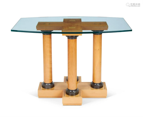 A SYCAMORE AND EBONISED CENTRE TABLE, DAVID LINLEY