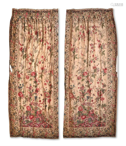 A PAIR OF ANTIQUE FLORAL CHINTZ