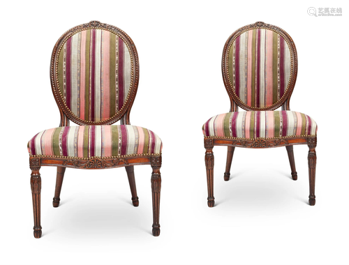 A PAIR OF GEORGE III MAHOGANY SALON CHAIRS, CIRC…