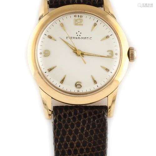 ETERNA-MATIC Vers 1960. Réf: 185XXXXX. Montre bracelet en or...