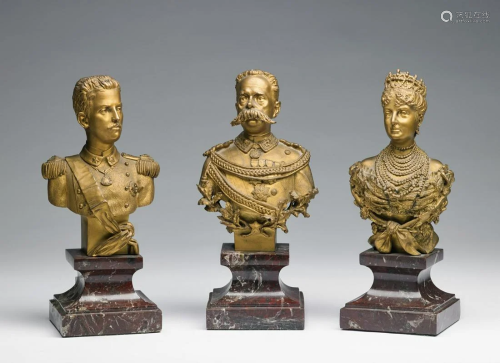 ANTONIO PANDIANI Three gilt bronze sculptures depicting
