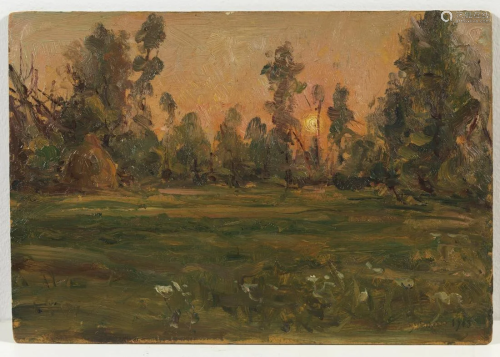 VITTORIO AVONDO Wooded landscape at sunrise.