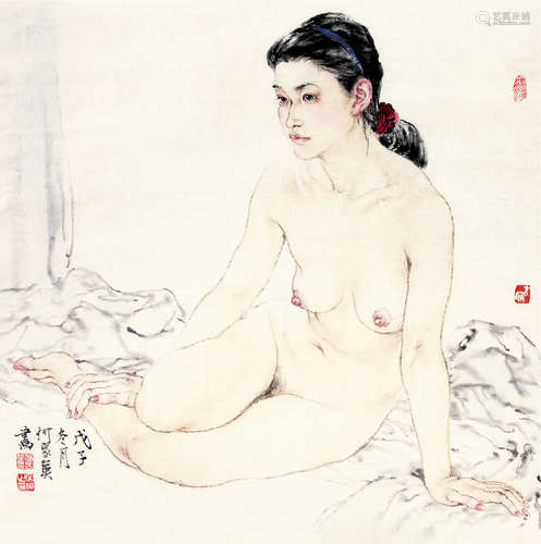 何家英（b.1957）    凝望