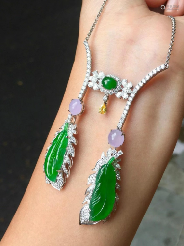 A Chinese Carved Jadeite Necklace