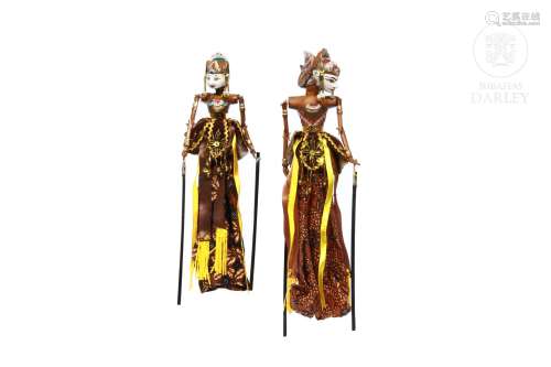 Pareja de marionetas indonesias, s.XX
