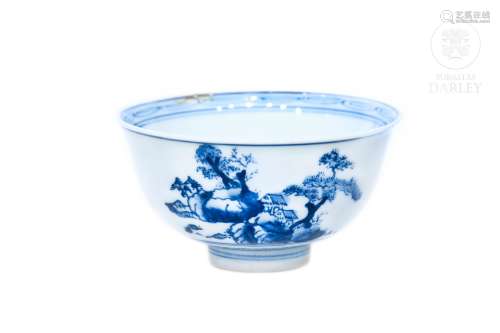 Cuenco azul y blanco, China. s.XIX-XX