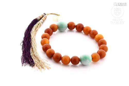 Pulsera en ambar y jadeita, s.XIX