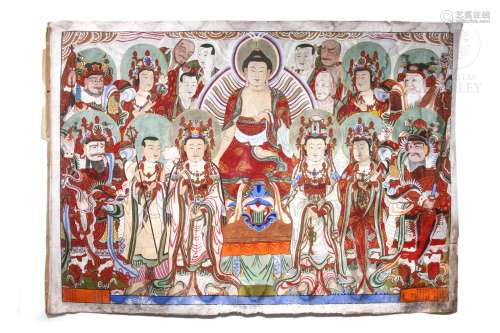 Gran thangka de seda pintada, Corea, s.XIX.