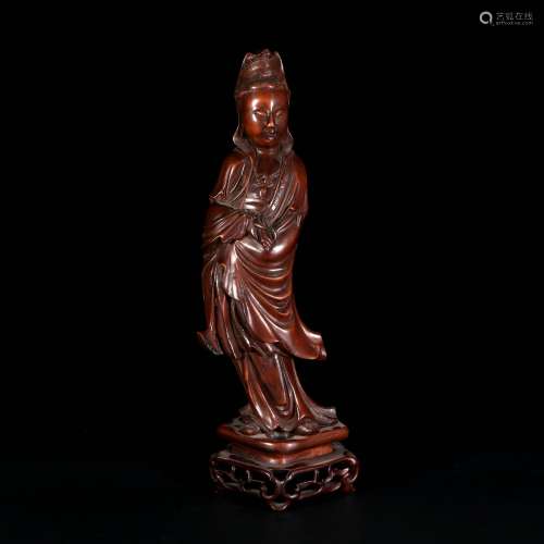 chinese wood carving guanyin