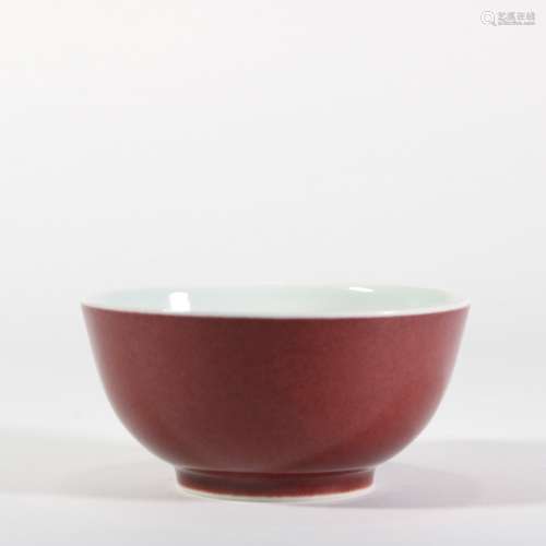 chinese red glazed porceclain bowl