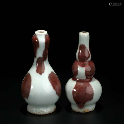 pair of chinese underglaze red porcelain vases