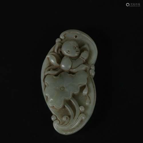 chinese jade pendant with boy design