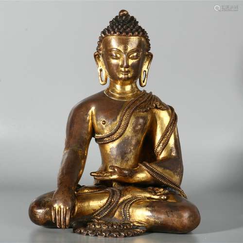 Chinese gilt cuprum statue of Sakyamuni Buddha