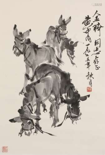 chinese huang zhou's donkey painting