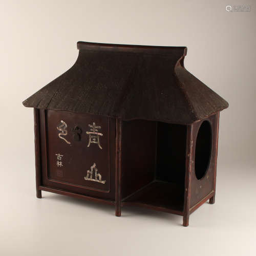 木造葛屋型茶柜