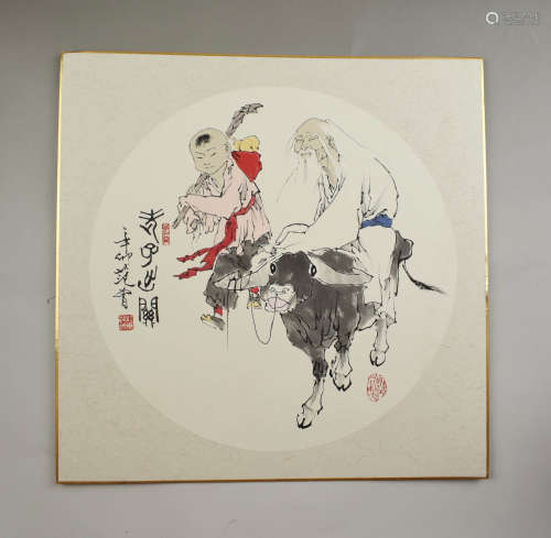 A Chinese Laozi Painting Paper Scroll, Fan Zeng Mark