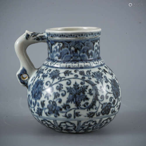 A Blue And White Interlocking Lotus Floral Flower Ewer