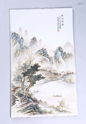 A Landscape Porcelain Plaque Hanging Panel