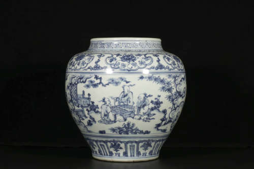 A Blue And White Figural Jar