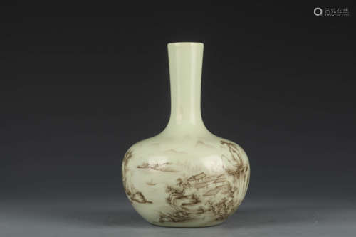 A Grisaille Landscape Necked Vase