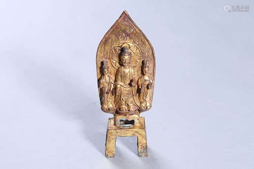 A Gilt Sitting Statue Of Buddha